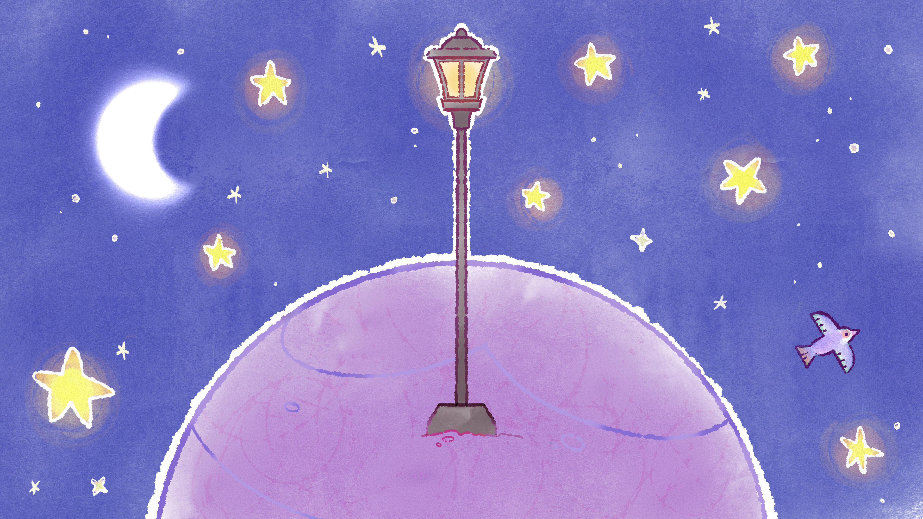 Lamplighter at night